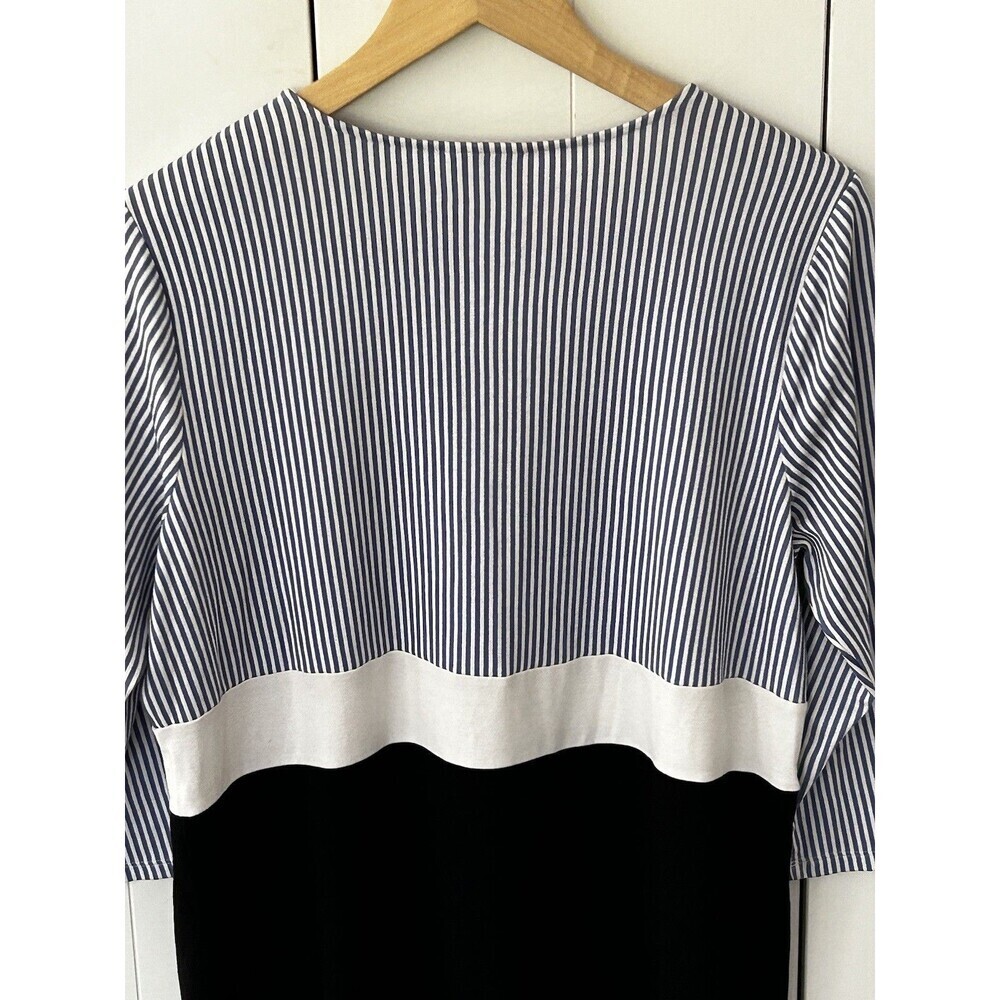 J.Jill Striped Colorblock Dress Size Large Blue White Black Classic Women's - Picture 9 of 9